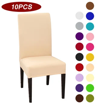 

10pcs Solid Color Chair Covers Spandex Desk Seat Chair Covers Protector Seat Slipcovers for Hotel Banquet Wedding Universal Size