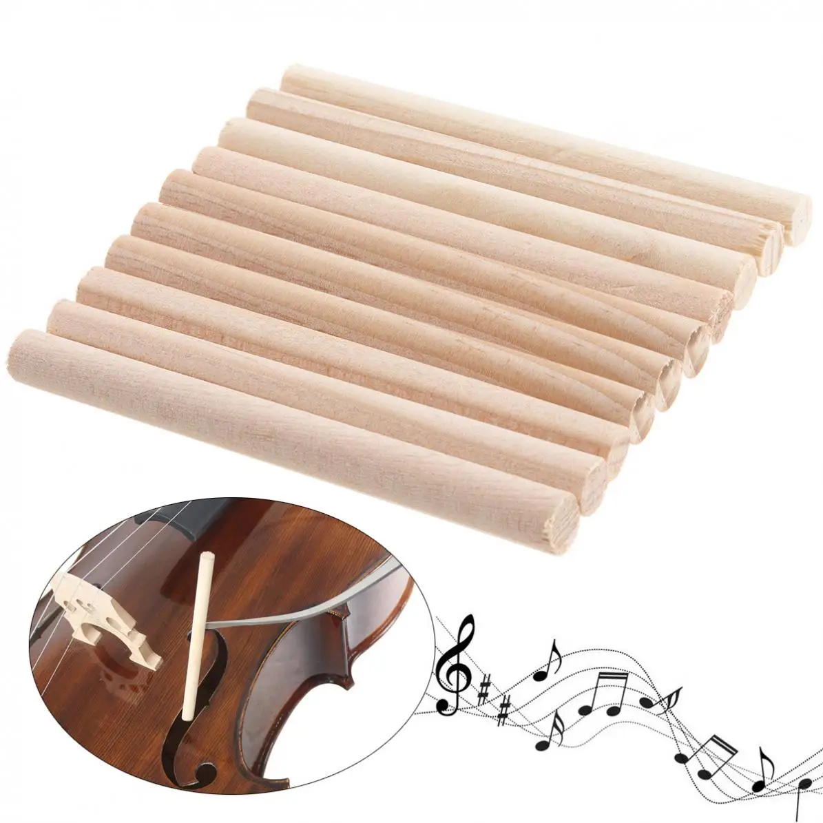 

10pcs/lot Spruce Wood Violin Sound Post for 3/4 & 4/4 Violin Stringed Instruments Violin sound post