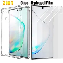Мягкий ТПУ прозрачный чехол Fundas усиленный угловой TPU чехол для samsung Galaxy Note 10 Pro Plus/10+ 5G 6," Гидрогелевая пленка
