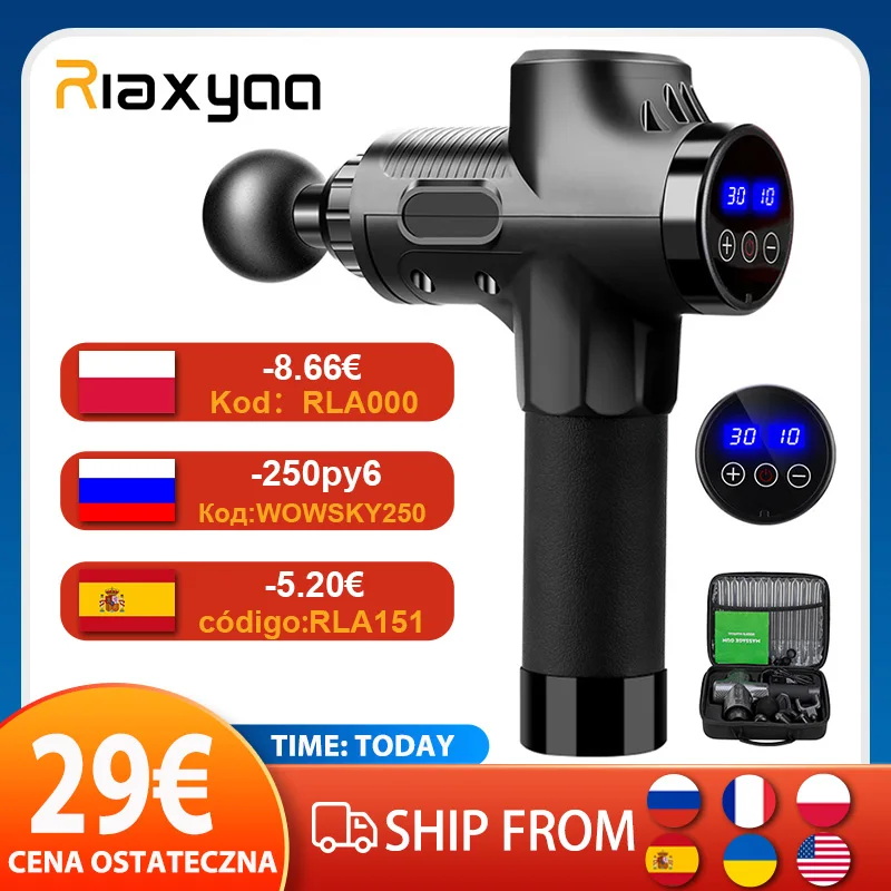 Pistola de masaje de alta frecuencia, masajeador eléctrico de relajación corporal, con bolsa portátil, para fitness