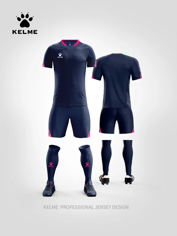 KELME Custom Men's Football Uniforms Soccer Jerseys Men Tracksuit Sportswear Short Sleeves Jersey Soccer Shorts Suit 3801099 football uniform