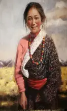 

Handmade Oil Painting on Canvas from China Top Art School : Xi'an Academy of Fine Arts.Title: The Tibetan girl