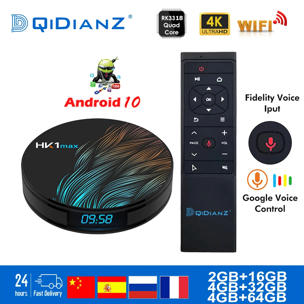 HK1 MAX Kd-Player Smart-Tv-Box Android HK1MAX RK Full-Hd 4K 1080P Wifi Quad-Core Bt-4.0