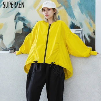 

SuperAen Fashion Women Jacket 2020 Spring Casual New Pluz Size Ladies Jackets Zipper Solid Color Women Clothing
