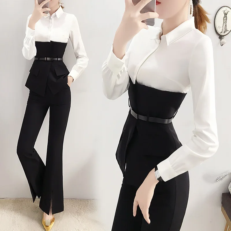 

2019 Summer Casual Literature And Art Solid Color Simple Slim Fit Fashion Large Size Loose-Fit Drawstring Loose Pants Two-Piece