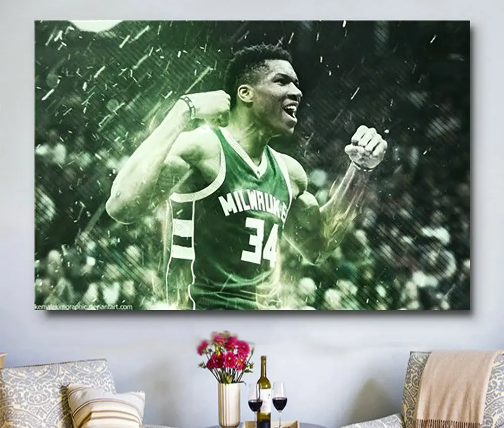 W272 Giannis Antetokounmpo Basketball Star Player Trend Beautiful Fashion Silk Fabric Wall Poster Art Decor Sticker Bright | Дом и сад