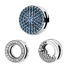 Новинка зимы, серебряные бусины 925 пробы, сверкающие Подвески на зажимах, подходят к оригиналу Pandora Reflexion, браслеты для женщин, сделай сам, ювелирные изделия