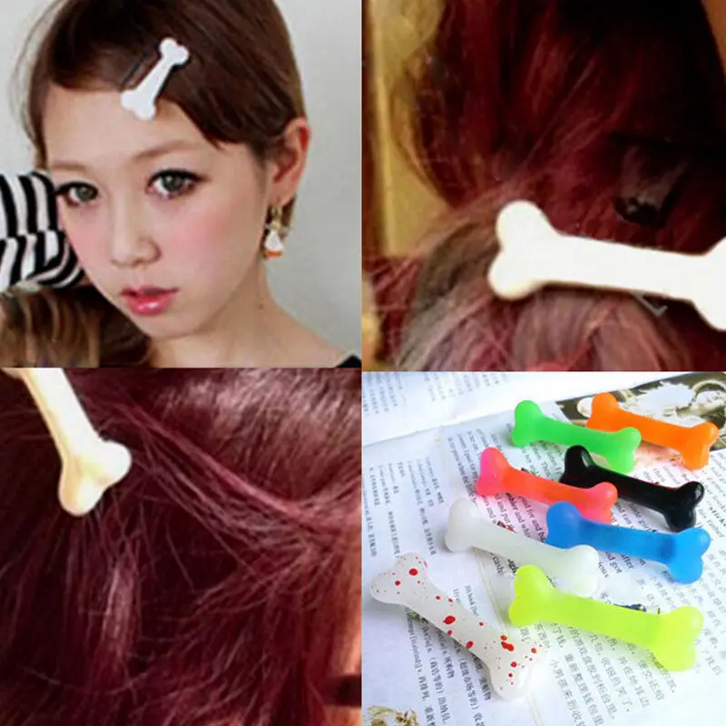 New 1 Pair Colorful Women Gril Vivid Dog Bone Hair Clips Side Hairpin Headwear Barrettes Hair Band