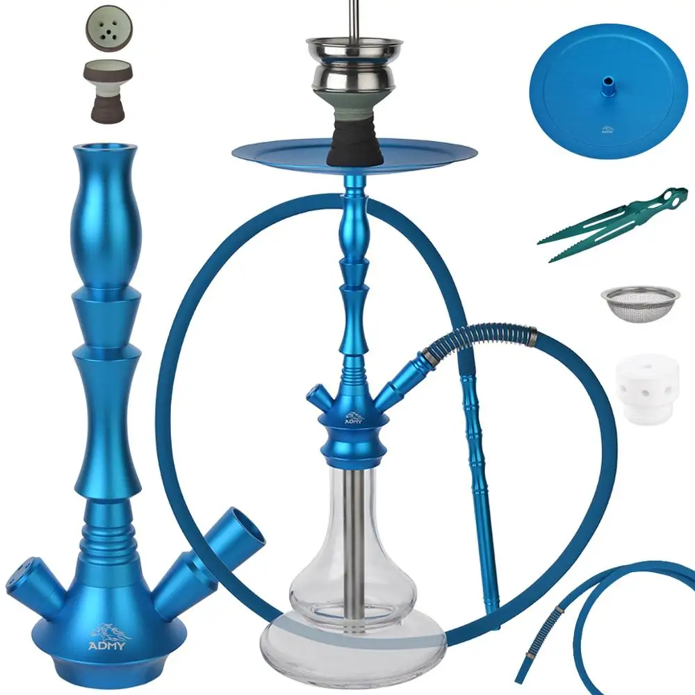 

ADMY®Hookah Set Shisha 65cm Aluminum alloy|Contains Luminous heat Backpack|Ceramic diffuser|Stainless steel downpipe | Crystal