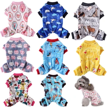 

New Fleece Pet Dog Clothes Dog Pajamas Cat Pyjama Pet Jumpsuit for Small Dogs Sleepingwear Warm Cat Clothing Yorkshir Shirt