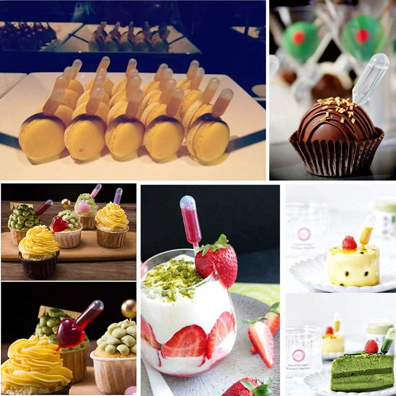 50 Pcs/pack Ice Cream Jelly Milkshake Droppers Straw Dropper For Cake Disposable Straw Injector For Cupcake Dessert Baking Tools
