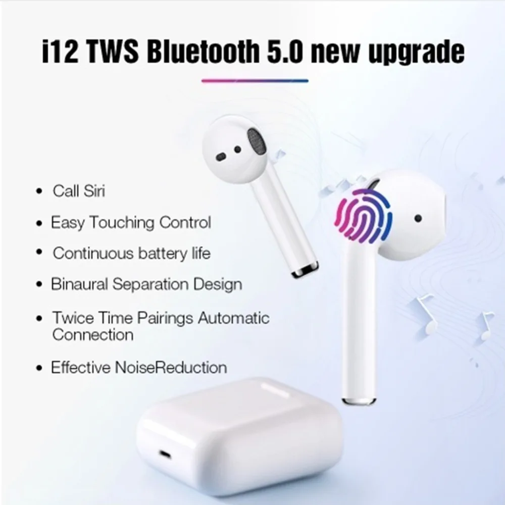 I12 TWS Bluetooth 5,0 беспроводные наушники двойные звонки стерео умные сенсорные наушники для Pk I10 I9s наушники