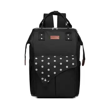 

Kono Polka Dot Maternity Backpack High capacityDurable Water resistant Bag WITH USB Connectivity Black E1945