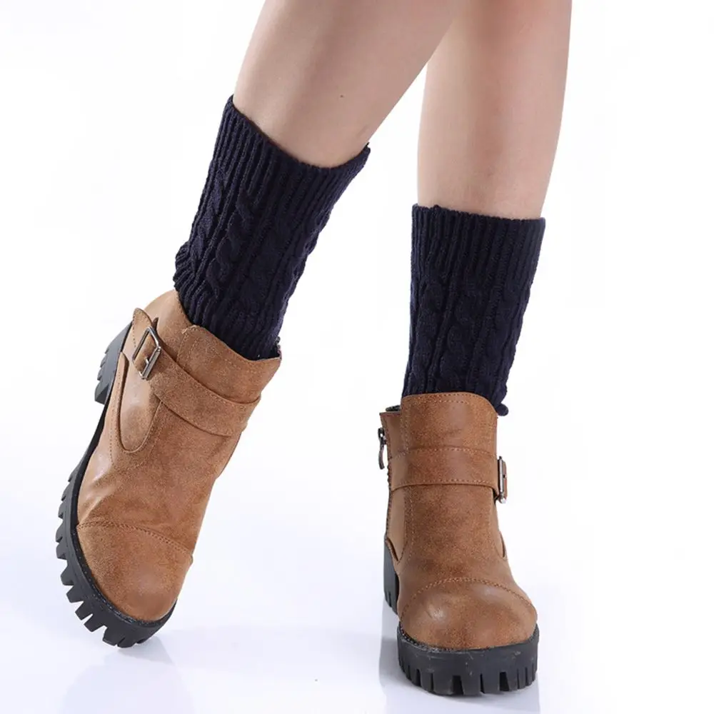 1Pair Winter Knit Solid Leg Warmers Women Girls Warm Outdoor Crochet High Elastic Leg Warmer Sock Boot Cover Cuffs Long Socks