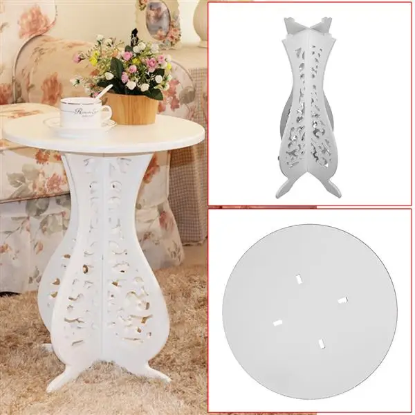 $US $22.51  Concise Round PVC Sofa Side Table White  Simple but elegant design easy installation  end table cof