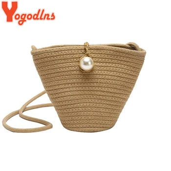 

Yogodlns Rattan grass mini straw bag girl Cross body woven bag Women's summer beach Shoulder Bags