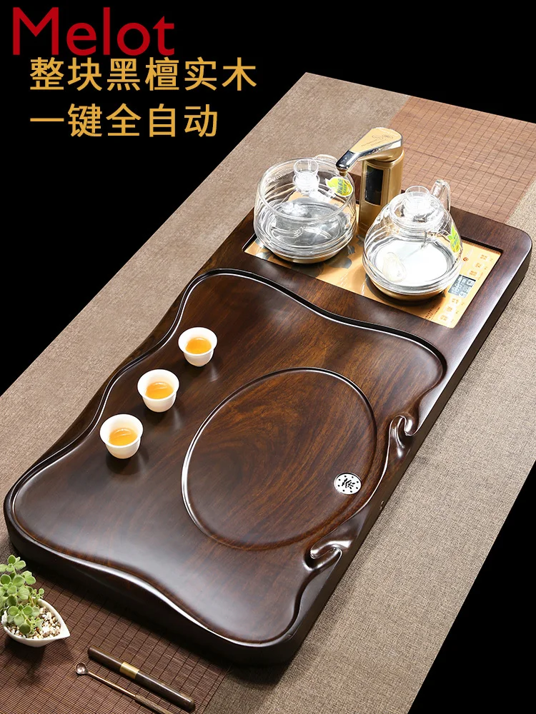 

Ebony Solid Wood Tea Tray Kung Fu Tea Set Home Living Room Automatic Integrated Tea Table Office Reception Tea Pitcher