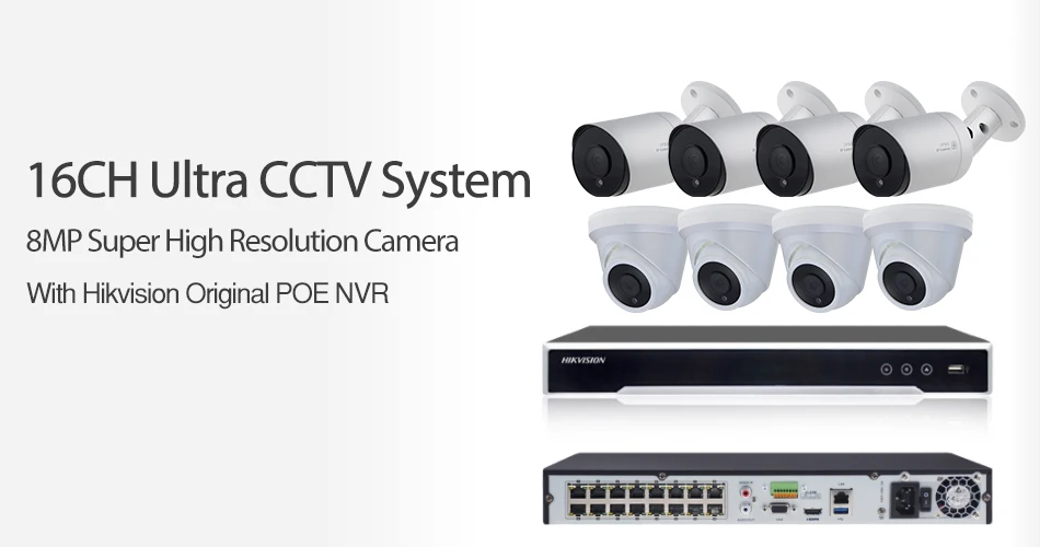 16CH комплект системы видеонаблюдения ультра 8MP наружная камера безопасности POE с Hikvision 8 POE NVR DS-7616NI-I2/16 P комплект видеонаблюдения