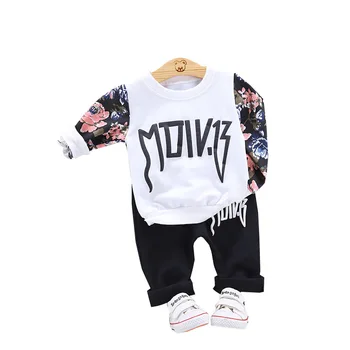 

2020 Spring Autumn Children Casual Clothes Baby Boys Girls Letter T Shirt Pants 2Pcs/sets Kids Infant Clothing Toddler Tracksuit