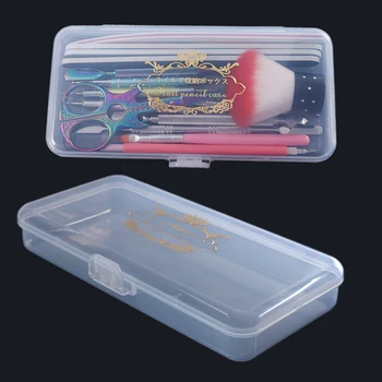 

1pcs Clear Empty Plastic Rectangle Storage Box For Nail Tool/Drill Bit/Tweezers/Brush/Files/Makeup Tools Display Container LA878