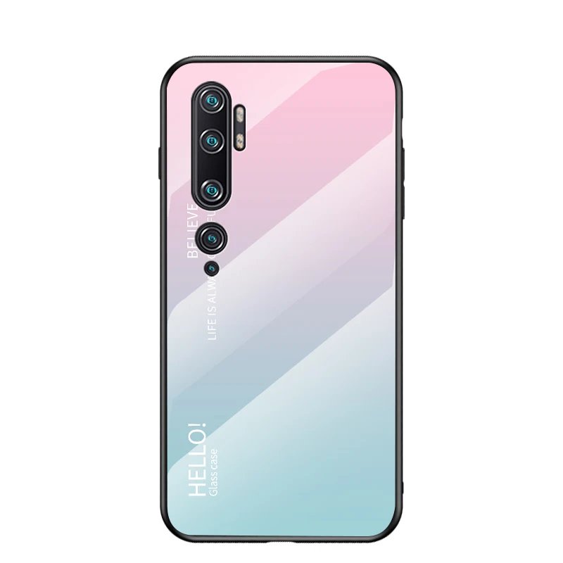 Чехол из закаленного стекла с градиентом для Xiaomi Redmi Note 8 T, мягкая силиконовая рамка, Жесткий Чехол для Redmi Note 8T Coques - Цвет: Pink Blue