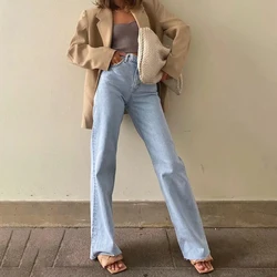 2022 nova perna larga calça jeans feminina outono inverno cintura alta slouchy preto em linha reta perna denim calças queda 2021 casual alta