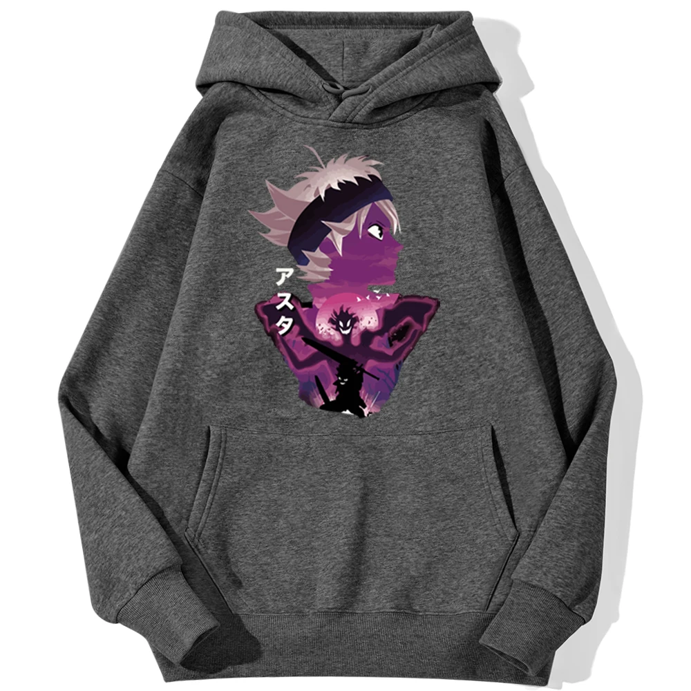 Black Clover Printed Hooded Sweatshirts Fashion Japan Anime Hoodies Sweatshirt Autumn Street Pullover Hip Hop Warm Men Clothing | Мужская