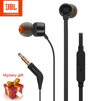 Оригинальные проводные наушники JBL T110, музыкальные наушники с глубокими басами, спортивные наушники для бега, гарнитура с микрофоном, Подде...