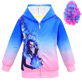 

[2020 NEW]Girls Children Descendants 3 Cosplay Hoodie Gradient Long Sleeve Zipper Sweatshirt Kids Autumn Winter Coat Carlos Evie