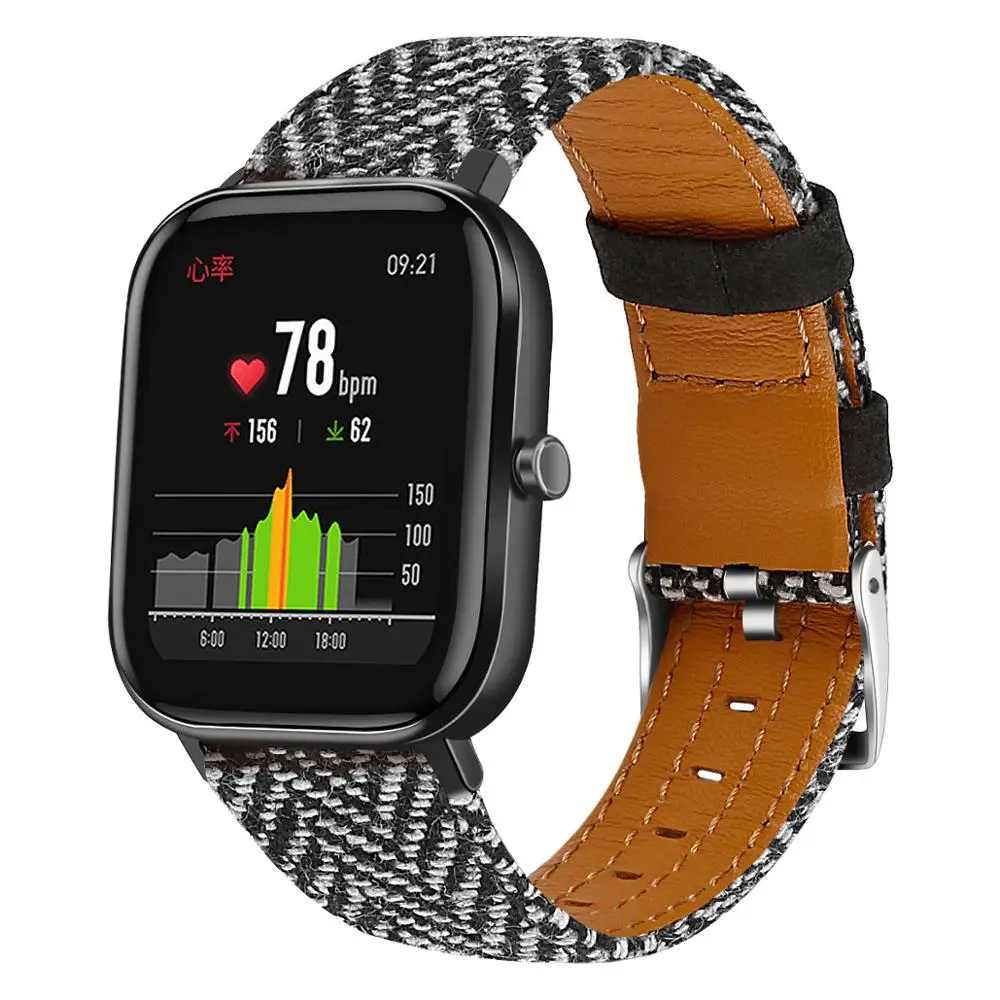 20 мм 22 холщовый ремешок для часов Huami Amazfit GTS нейлоновый быстросъемный браслет GTR 42