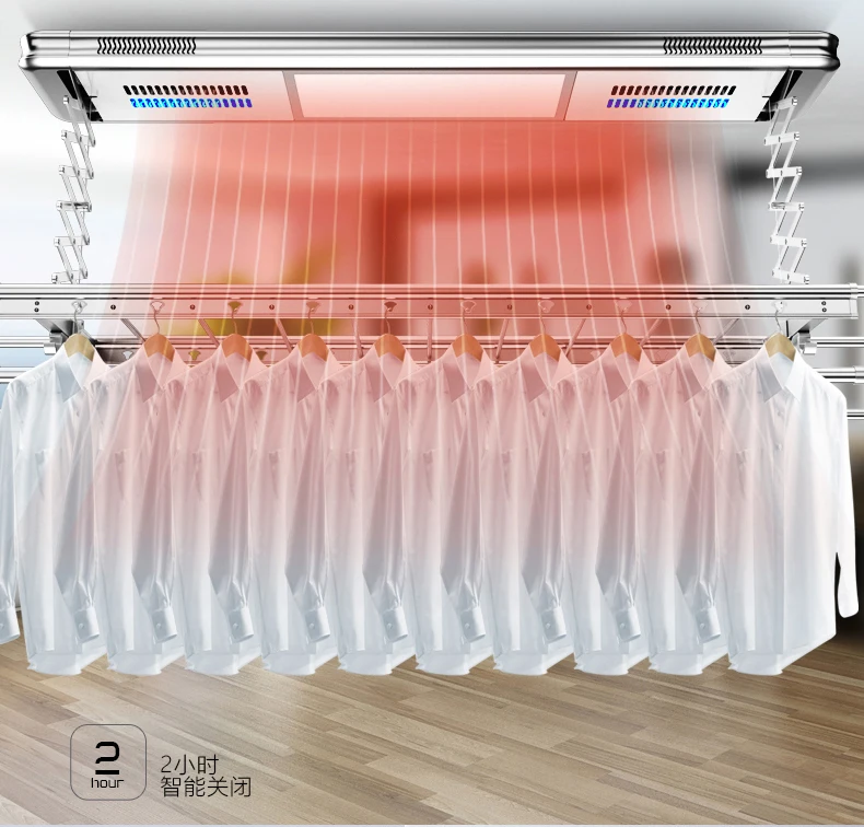 Интеллектуальный пульт дистанционного управления подъемная электрическая сушилка для внутреннего балкона с двойным полюсом для сушки одежды Телескопический сгусток