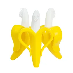 New Baby Safe BPA Free Teether Toys Toddle Banana Teething Ring Silicone Chew Dental Care Toothbrush Nursing Beads Infant Gift