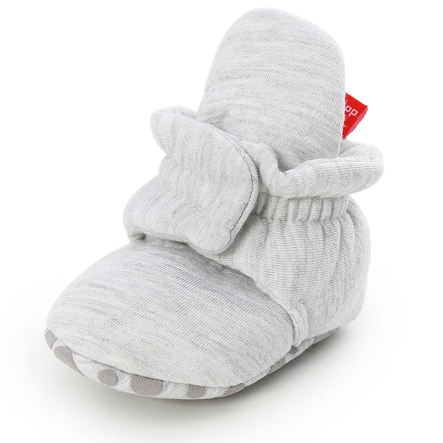Newborn Baby Socks Shoes Boy Girl Star Toddler First Walkers Booties Cotton Comfort Soft Anti-slip Warm Infant Crib Shoes gray