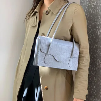 

Niche design bag 2020 new crocodile pattern armpit bag female bag shoulder bag retro portable small square bag