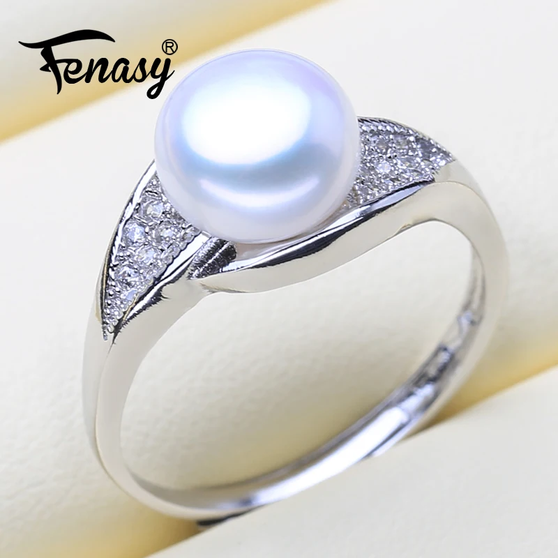 

FENASY Natural Freshwater Pearl Rings New Fashion Office 925 Sterling Silver Party Rings For Women Engagement Ring