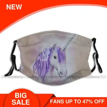 

Unicorn Mouth Face Mask Lilac Dreaming Unicorn Facial Mask Nice with 2 Filters Adult Polyester Mask