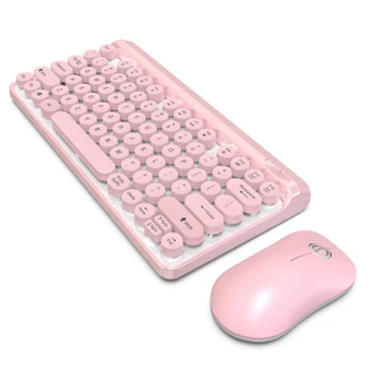 

K66 Punk Round Keycap 2.4G Wireless Keyboard Mouse Set,Usb Wireless Energy-Saving Ultra-Thin Keyboard and Mouse Set