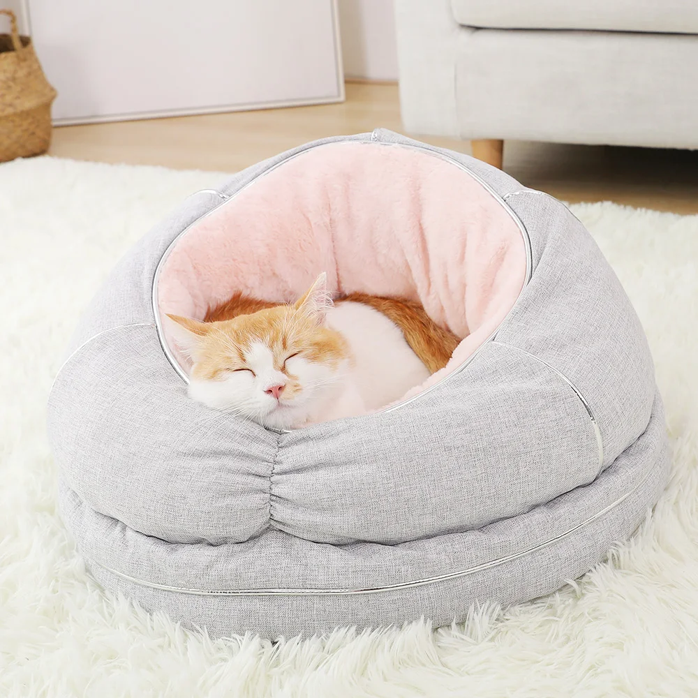 ラウンドペットベッド猫犬冬暖かい寝袋家バスケット猫ベッドラジエーター暖かいマット Coussin チャット輪舞 Chaud ペット製品 Jj60mw