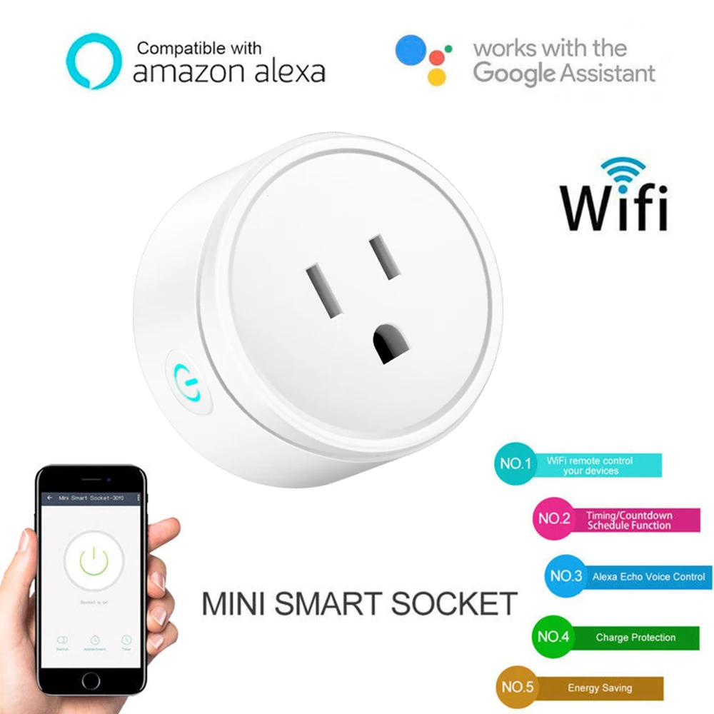 

US Smart Socket,Tuya WiFi smart sockets remote control with Alexa,Timing on/off The Power work with Google Home Electric Socket