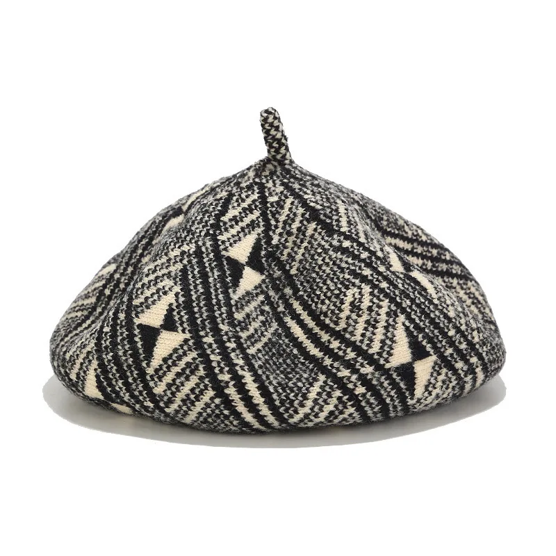 new painting beret wool beret fashoin artist beret hat street hat - Color: black