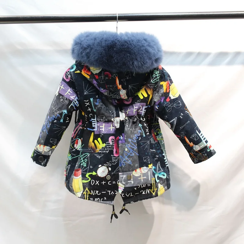 Г., пальто для маленьких девочек зимняя детская куртка для девочек зимние парки с натуральным мехом кролика рекс с воротником из натурального меха енота для маленьких мальчиков