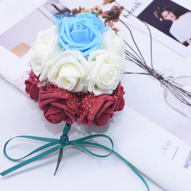 30 шт. 4 см искусственные пенные цветы розы Искусственные цветы Букет невесты подарок на день рождения самодельный венок домашний декор искусственные цветы