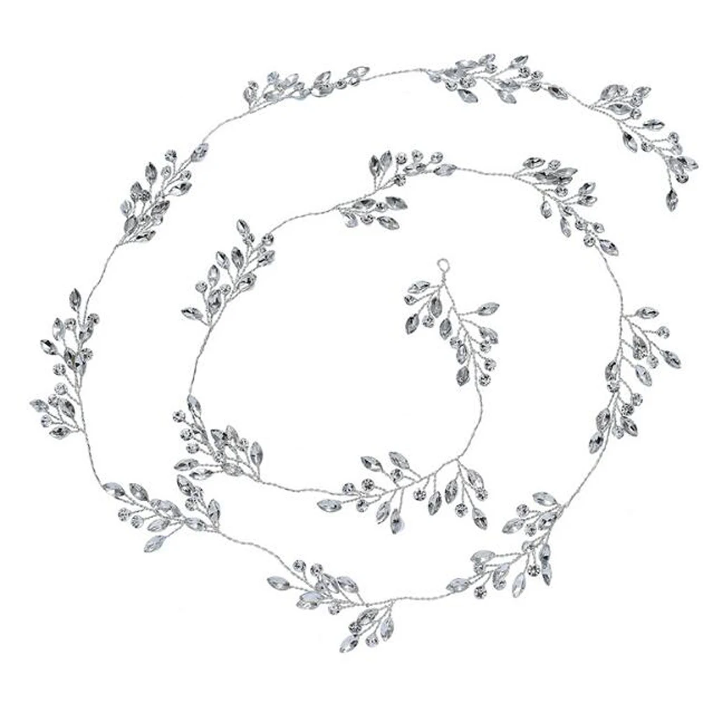 Bridal Silver Rhinestones Hair Vine Headband Wedding Head Jewelry Trendy Headpieces Prom Crystals Hair Accessories For Women