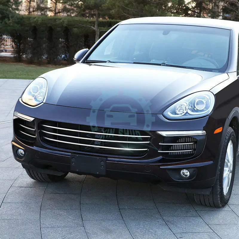 For Porsche Cayenne Stainless steel Front Grilles Grill Decorate Trim 7pcs