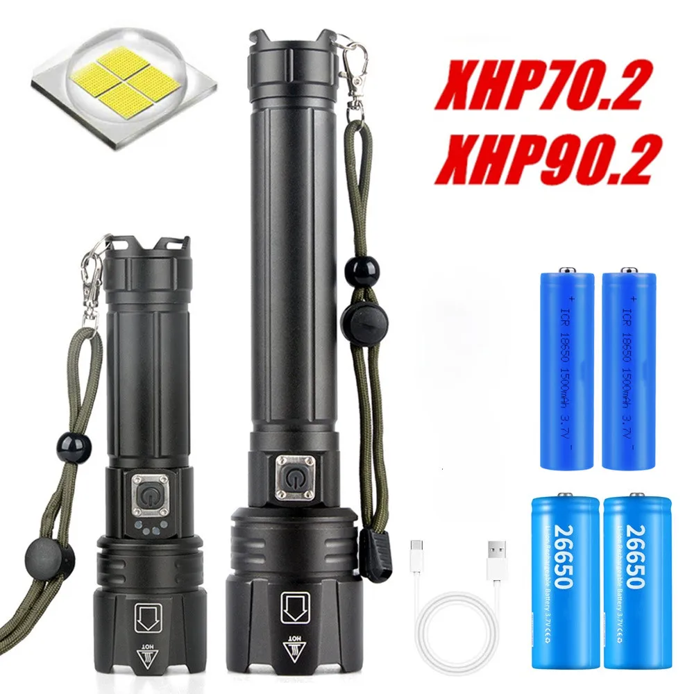 Super XHP90.2 Powerful Led Flashlight 26650 Rechargeable Tactical