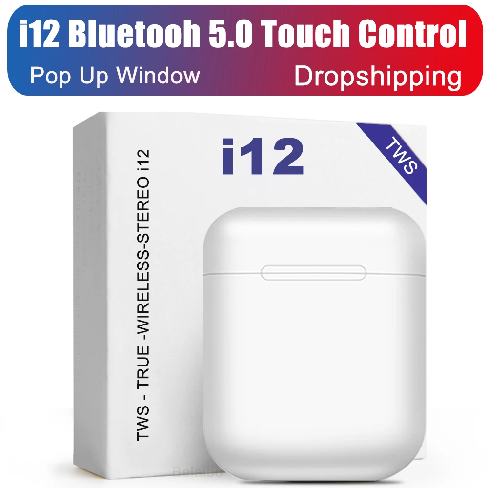 

i12 tws Bluetooth 5.0 Earphones Headphone pop up Wireless Touch Control Wireless Earbuds Mini Headset Sports Stereo auricularesi