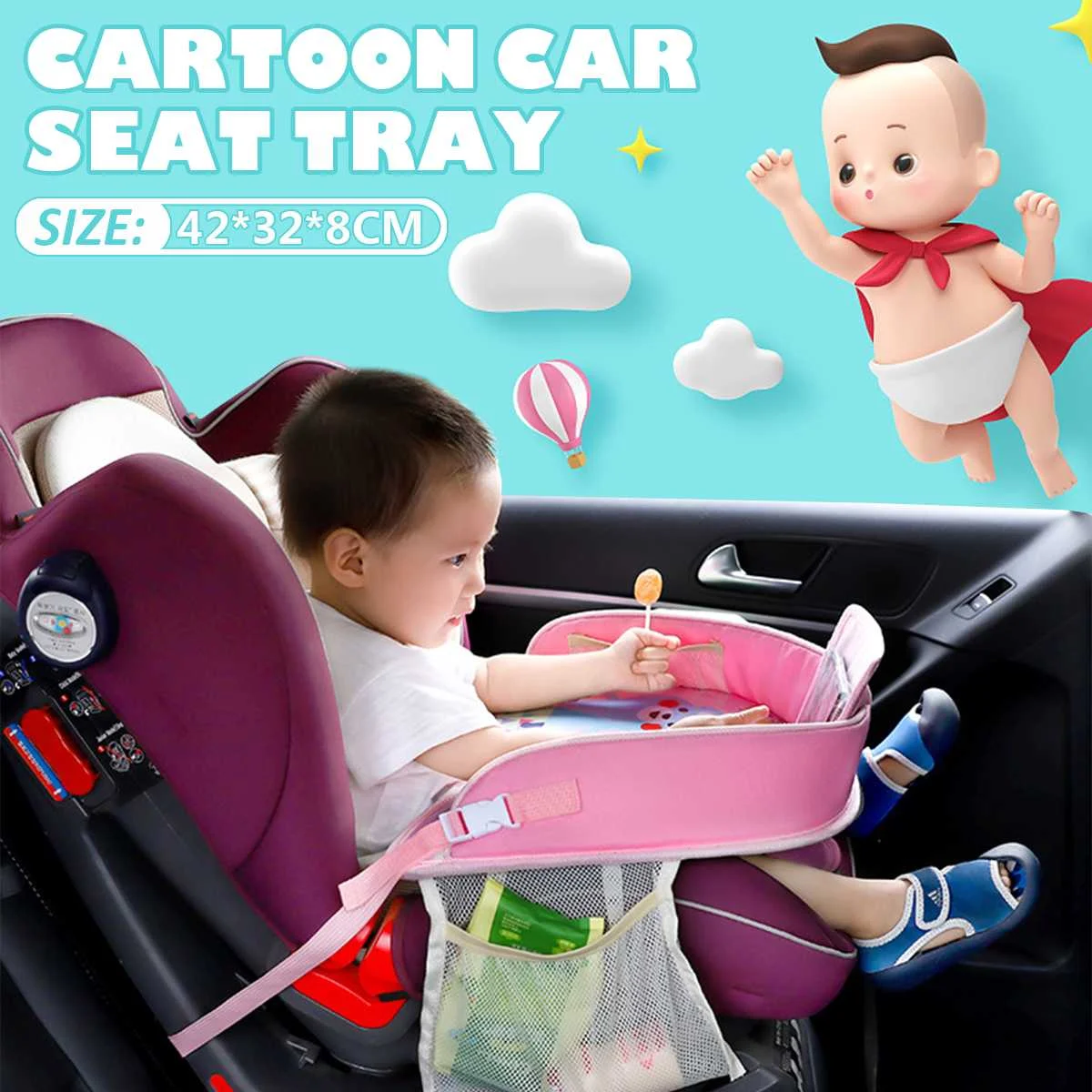 Table de rangement pour siège de voiture | Étanche, plateau de siège de voiture, rangement de boissons pour enfants, rangement de jouets pour enfants en bas âge, Table de boisson, clôture de bébé