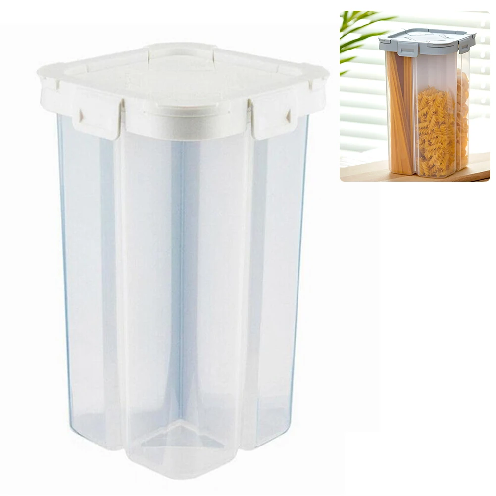 PP коробка для хранения еды 4 отделения для хранения бак набор кухня контейнер для зерна для круп зерна резервуар для хранения банка - Цвет: Белый