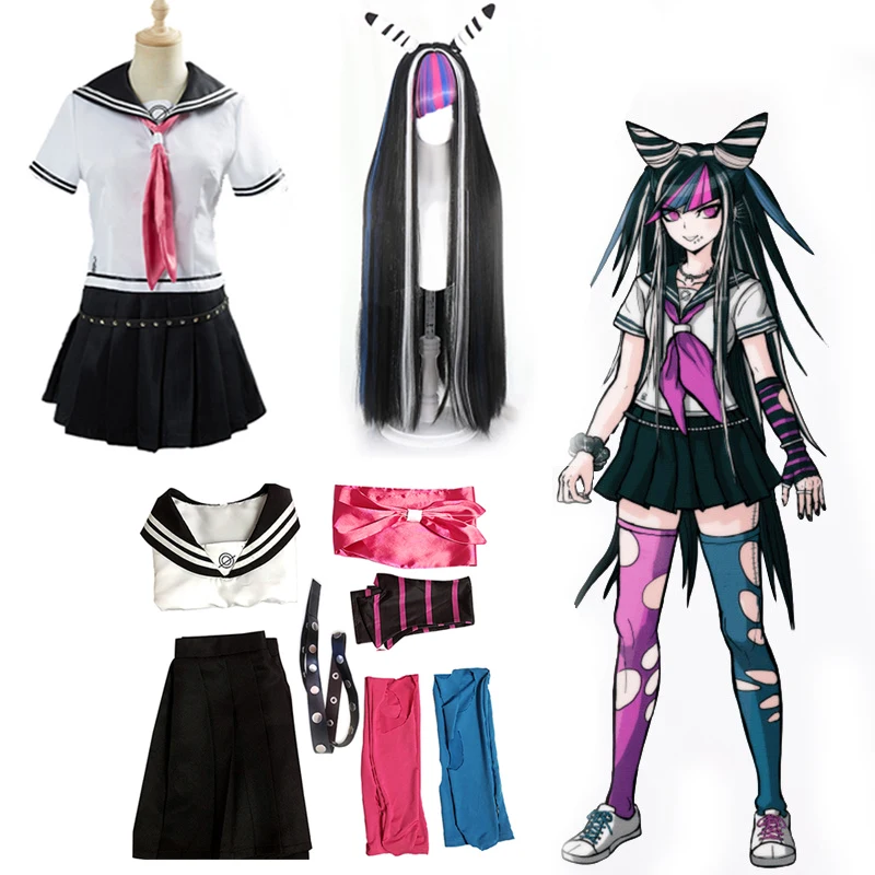 Полный комплект Ibuki Mioda костюм для тематической вечеринки Dangan Ronpa 2 с длинным
