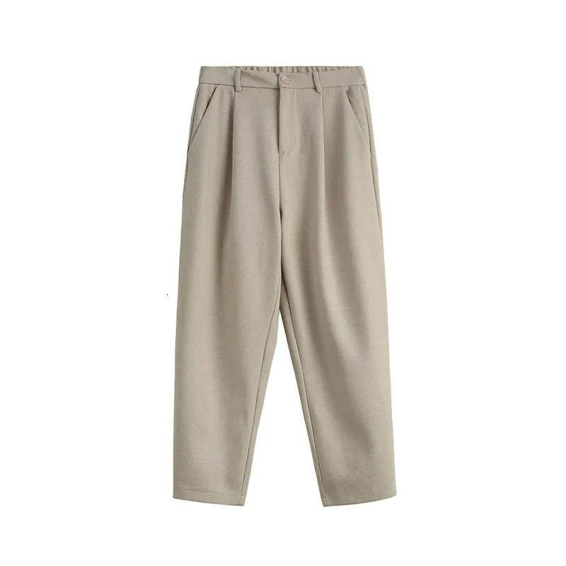Winter Woolen Pants Men's Fashion Solid Color Business Casual Dress Pants Man Wild Loose Straight Trousers Male S-3XL